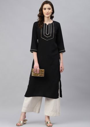 Readymade Black Rayon Kurta