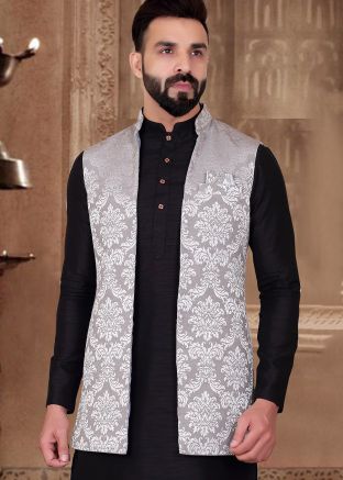 Readymade Grey Woven Brocade Jacket