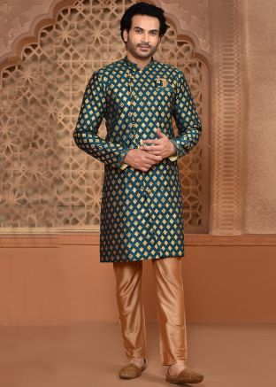 Green Mens Indowestern Sherwani