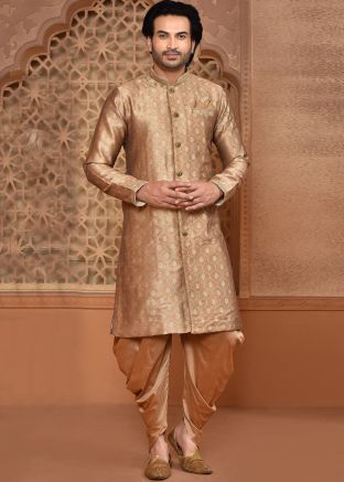 Brown Indowestern Sherwani With Dhoti