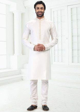Cream Kurta Pajama In Cotton