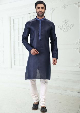 Blue Cotton Kurta Pajama For Mens