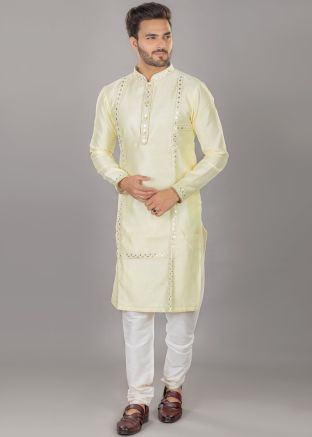 Yellow Art Silk Kurta Pajama