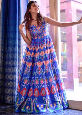 Readymade Blue Digital Floral Print Dress