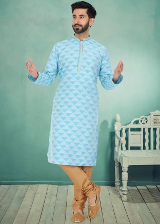 Green Color Jacquard Readymade Kurta Pajama