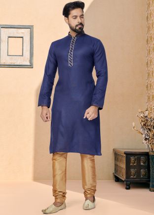 Blue Color Cotton Readymade Kurta Pajama