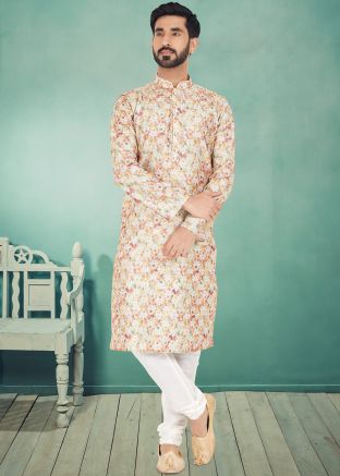 Multicolor Color Art Silk Readymade Kurta Pajama
