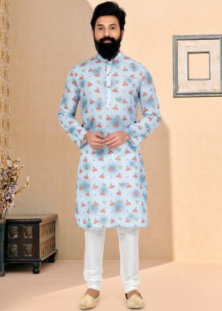Blue Color Art Silk Readymade Kurta Pajama