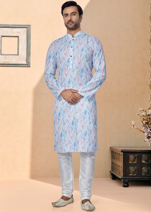 Blue Color Art Silk Readymade Kurta Pajama