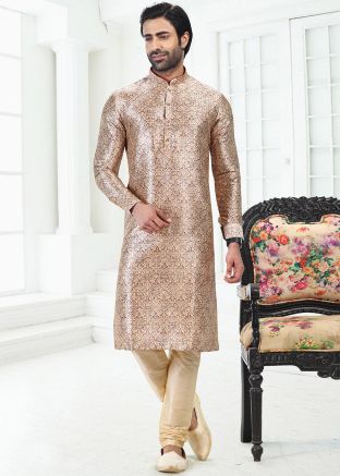 Cream Readymade Digital Print Kurta Pajama