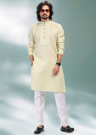 Green Cotton Embroidered Kurta Pajama