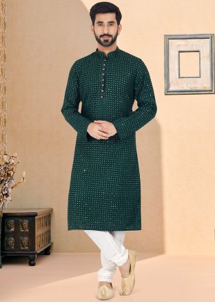 Green Color Georgette Readymade Kurta Pajama