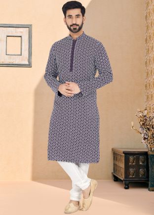 Blue Color Georgette Readymade Kurta Pajama