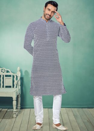 Navy Blue Color Georgette Readymade Kurta Pajama