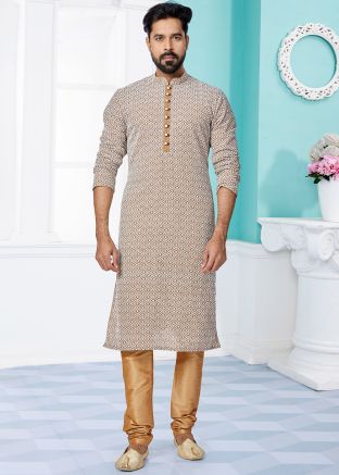 Brown Color Georgette Readymade Kurta Pajama
