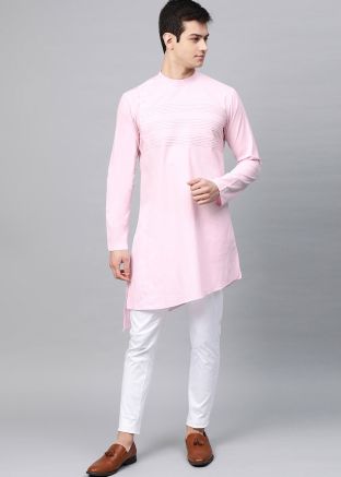 Readymade Pink Asymmetric Kurta & Pajama