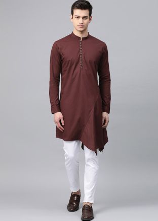 Maroon Asymmetric Style Kurta & Pajama