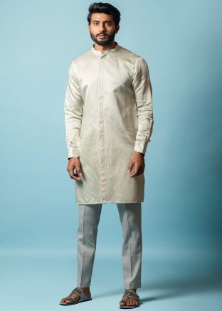 Beige Festive Linen Kurta Pajama