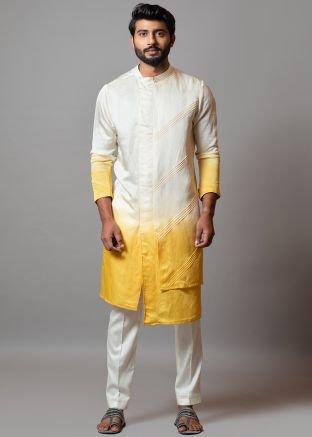 Yellow & Cream Shaded Kurta Pajama