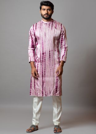 Purple Embroidered Mens Kurta Pajama