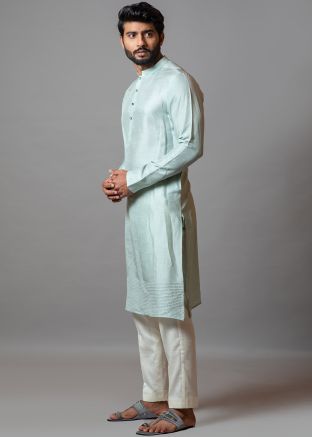 Blue Embroidered Mens Kurta Pajama