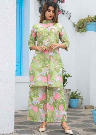 Readymade Green Printed Cotton Co-Ord Set