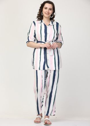 Multicolor Printed Co-ord Set In Cotton