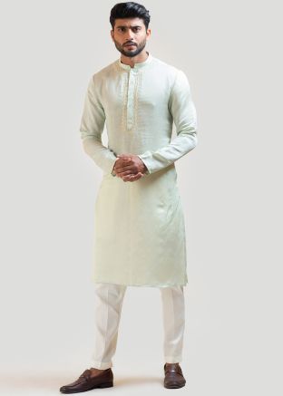 Readymade Green Embroidered Kurta Pajama