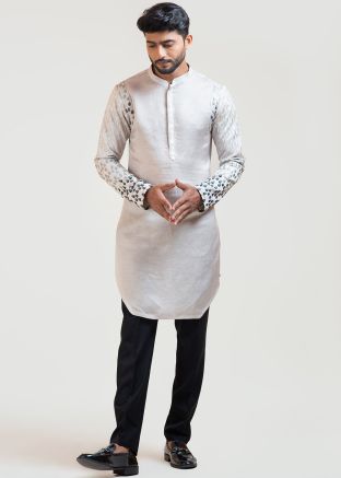 Grey Thread Embroidered Kurta & Pajama