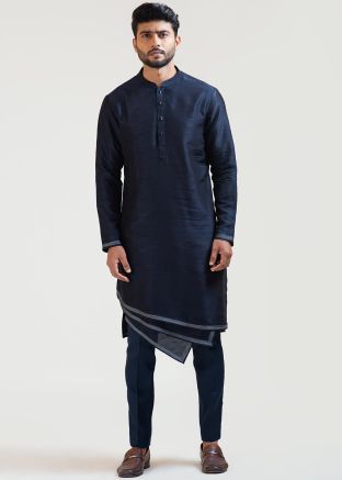 Blue Thread Embroidered Kurta Pajama Set