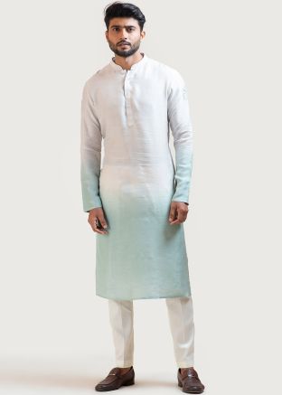Shaded Grey & Green Kurta Pajama Set