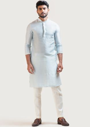Readymade Blue Mens Kurta Pajama Set