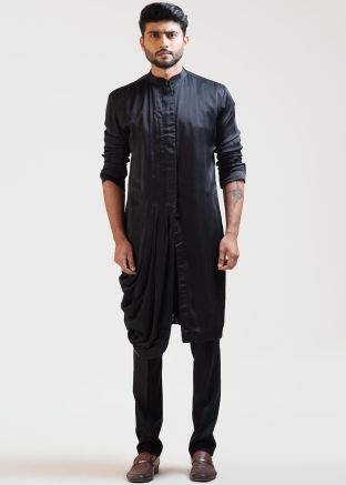 Readymade Black Drape Style Kurta Pajama