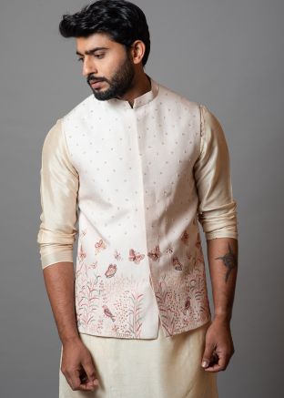 Off-White Nehru Jacket In Art Silk
