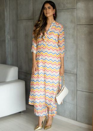 Multicolored Digital Printed Kurta Set