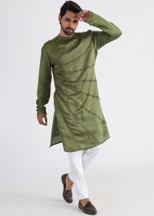 Green Handwork Embroidered Kurta Pajama Set