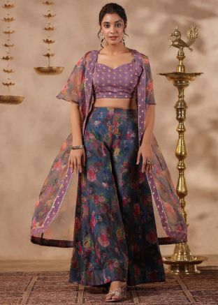 Grey Embroidered Co-Ord Set & Jacket