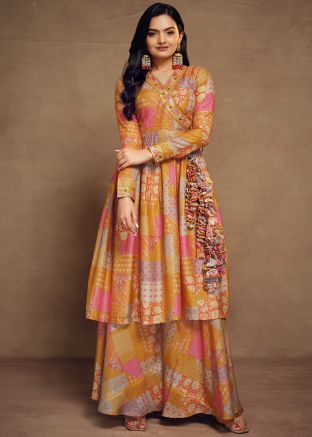 Multicolored Printed Work Kurta Set