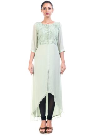 Pastel Green Asymmetrical Georgette Tunic