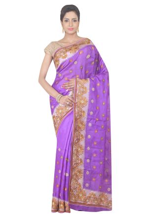 Purple Banarasi Silk Saree