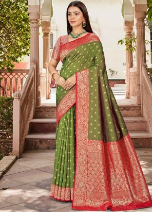 Green Zari Woven Silk Saree