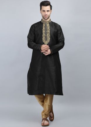 Black Embroidered Kurta Pajama