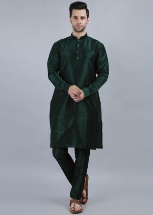 Green Dupion Silk Kurta Pajama