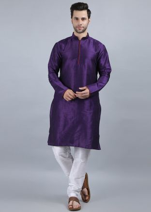 Blue Kurta Pajama In Dupion Silk