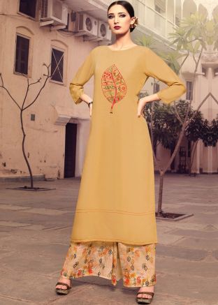 Yellow Cotton Kurta With Palazzo