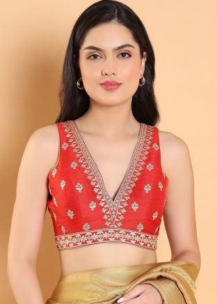 Red Color Art Silk Saree Blouse 